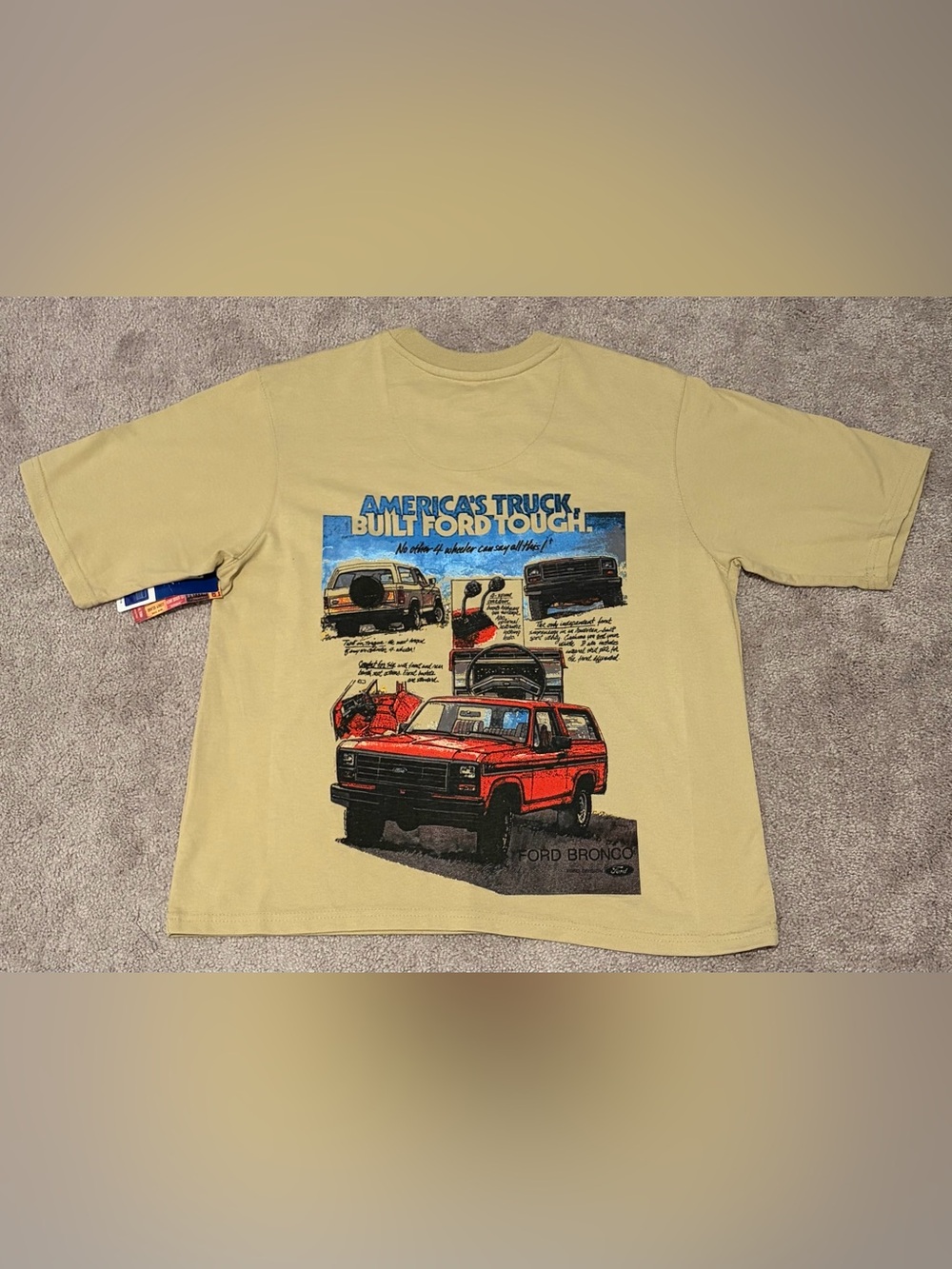 Ford Bronco Men's Beige Shirt Size Small Cotton Blend Graphic Tee